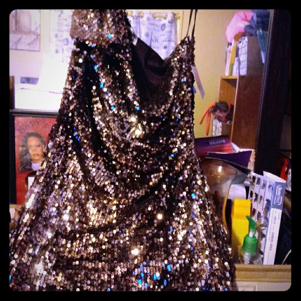 Gold sequence dress